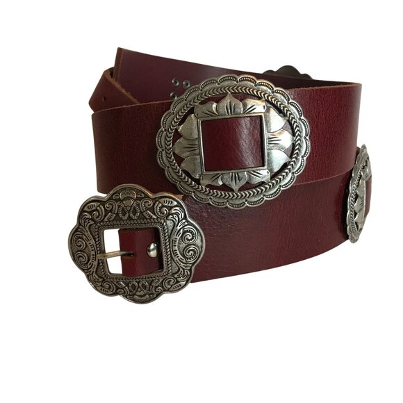 IDYLLWIND M. LAMBERT Womens XL (39-43) Brown Leather Concho Belt main image 13
